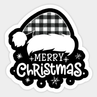 Merry Christmas Buffalo White Plaid Santa Hat Xmas Holiday Sticker